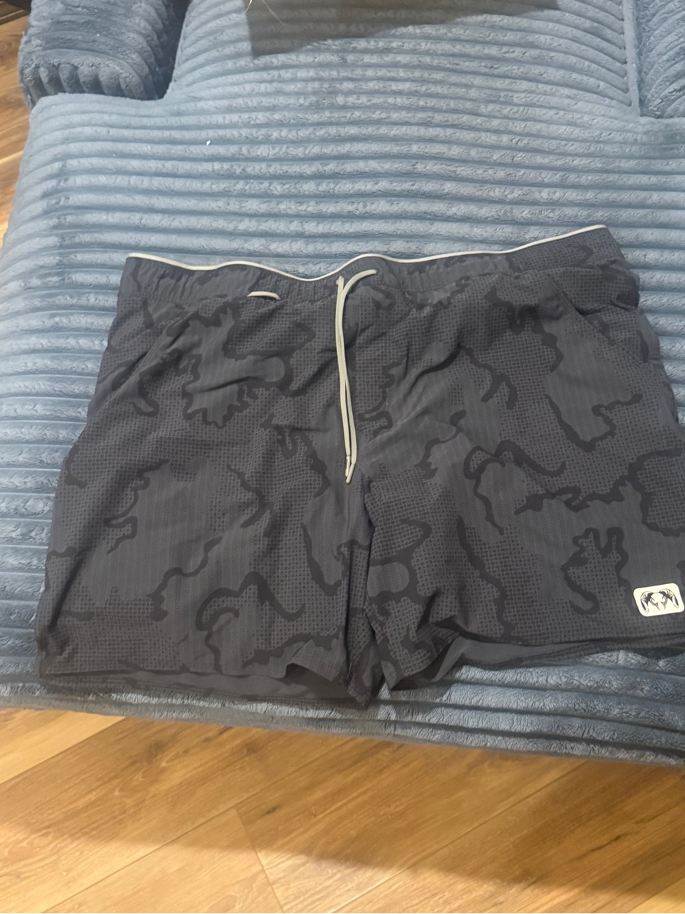 KUIU Black Camouflage Athletic Shorts with Drawstring